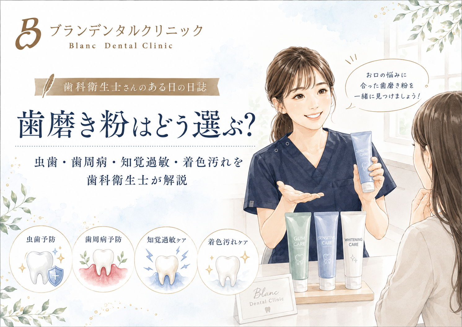 歯磨き粉はどう選ぶ？虫歯・歯周病・知覚過敏・着色汚れを歯科衛生士が解説