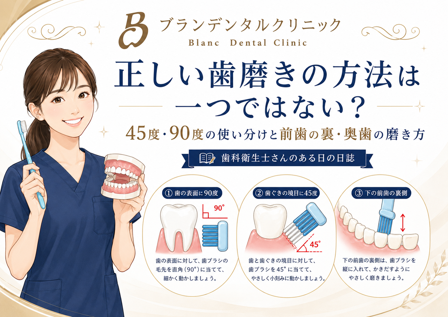 正しい歯磨きの方法は一つではない？45度・90度の使い分けと前歯の裏・奥歯の磨き方