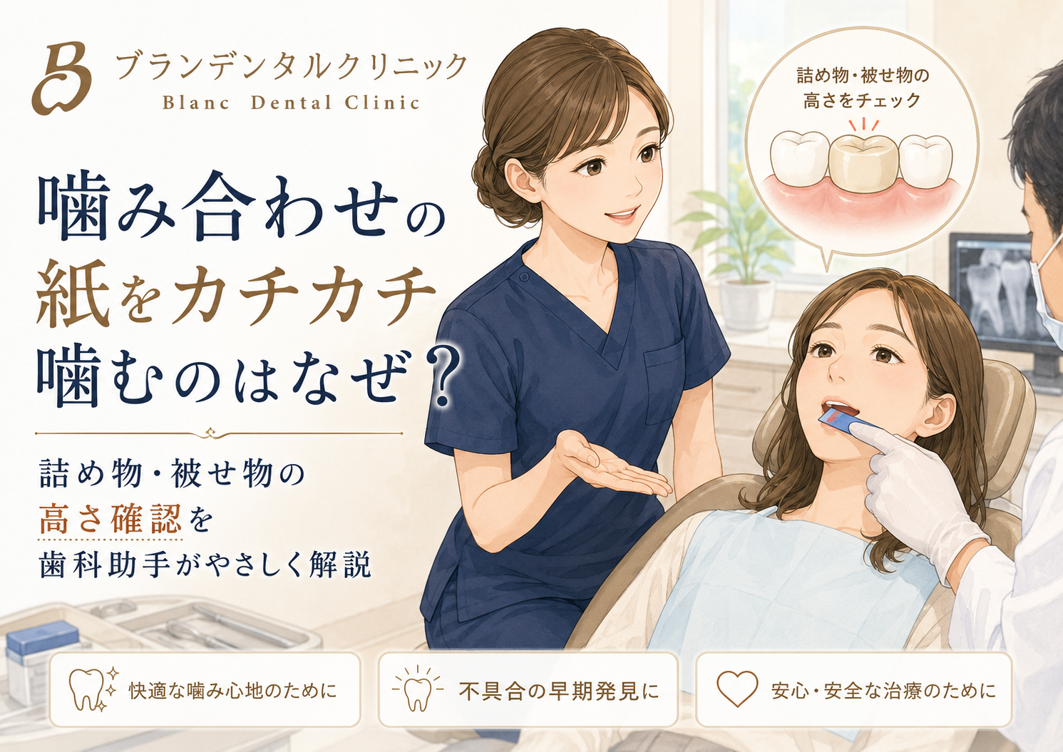 噛み合わせの紙をカチカチ噛むのはなぜ？詰め物・被せ物の高さ確認を歯科助手が解説