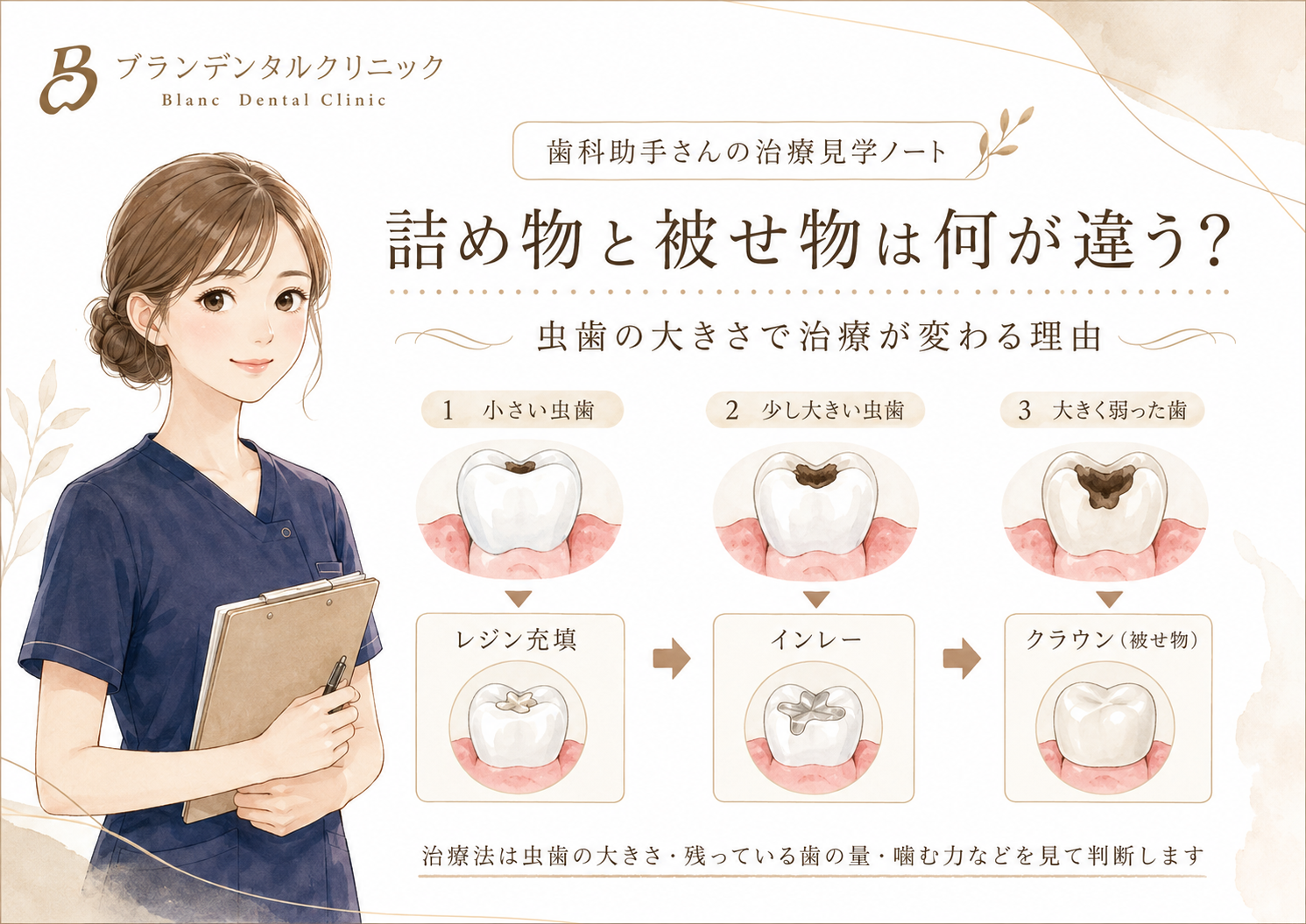 詰め物と被せ物は何が違う？虫歯の大きさで治療が変わる理由
