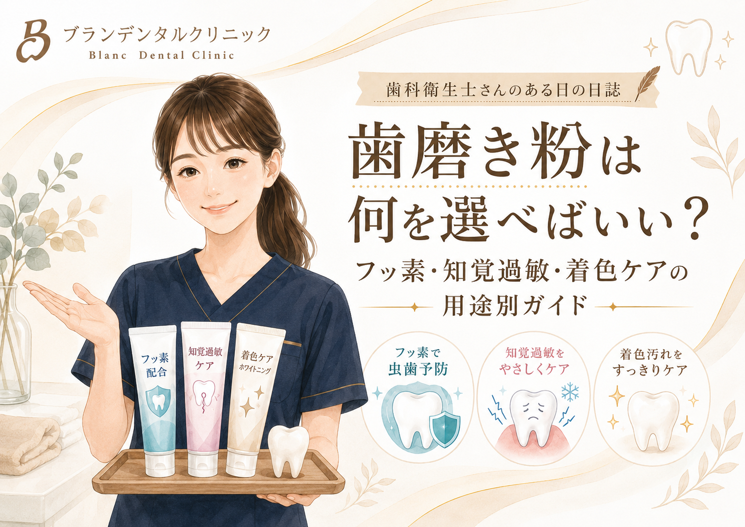 歯磨き粉は何を選べばいい？フッ素・知覚過敏・着色ケアの用途別ガイド