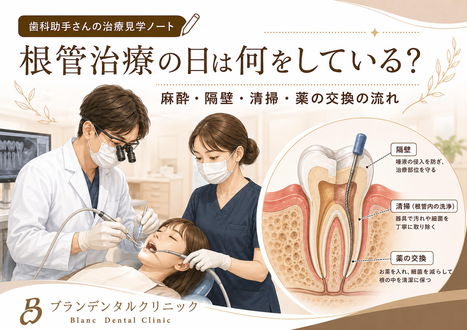 根管治療の日は何をしている？麻酔・隔壁・清掃・薬の交換の流れ