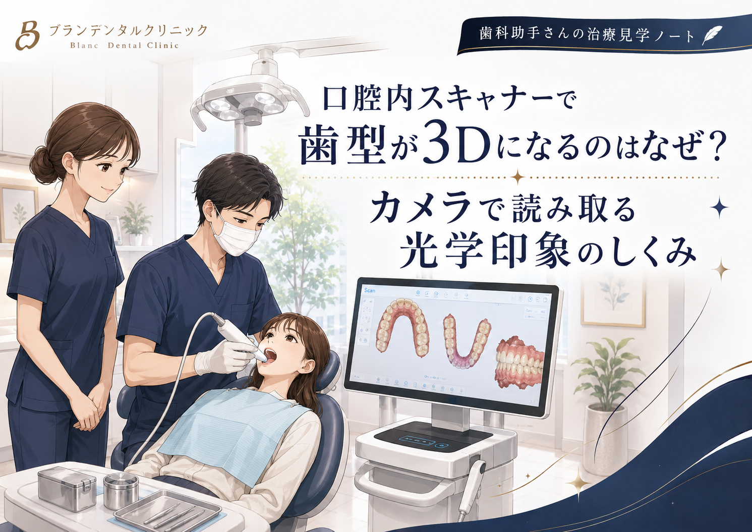 口腔内スキャナーで歯型が3Dになるのはなぜ？カメラで読み取る光学印象のしくみ