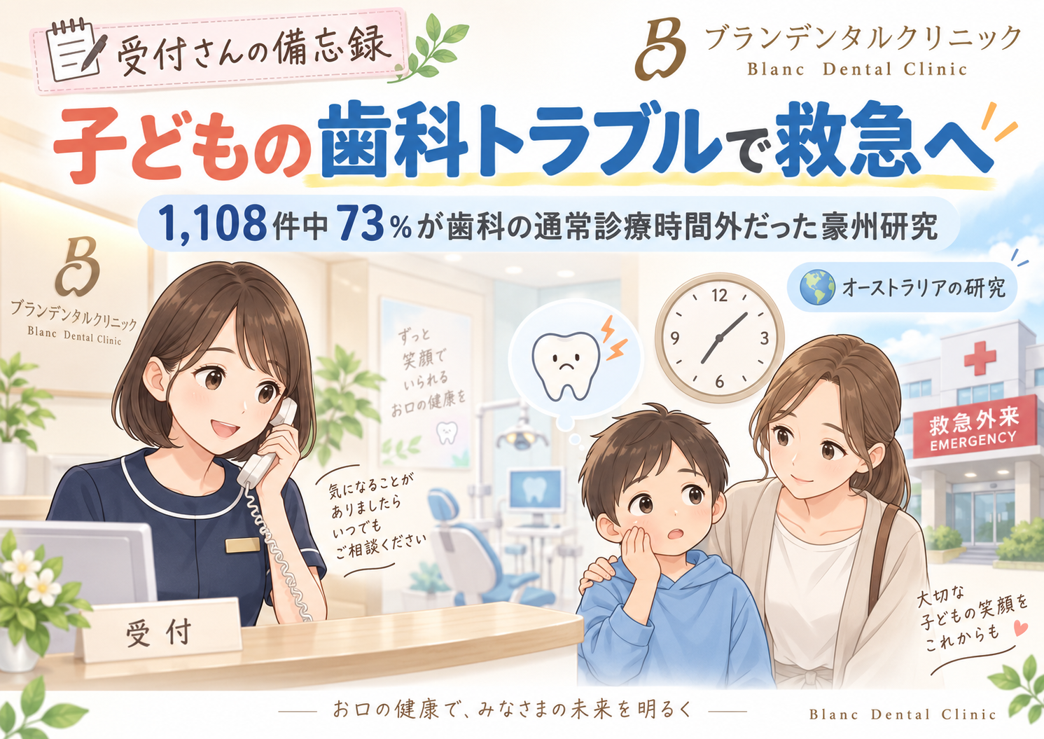 子どもの歯科トラブルで救急へ　1,108件中73％が歯科の通常診療時間外だった豪州研究