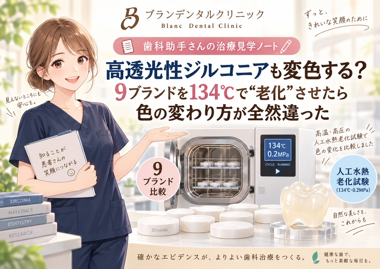 高透光性ジルコニアも変色する?9ブランドを134℃で“老化”させたら色の変わり方が全然違った