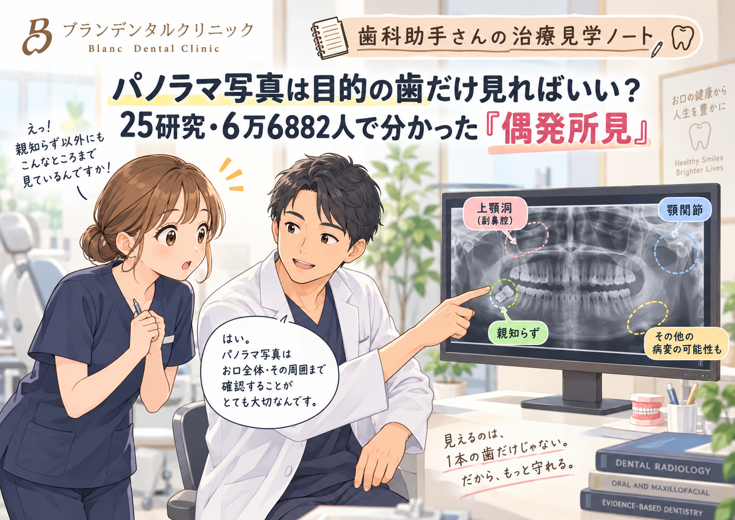 パノラマ写真は目的の歯だけ見ればいい？25研究・6万6882人で分かった「偶発所見」