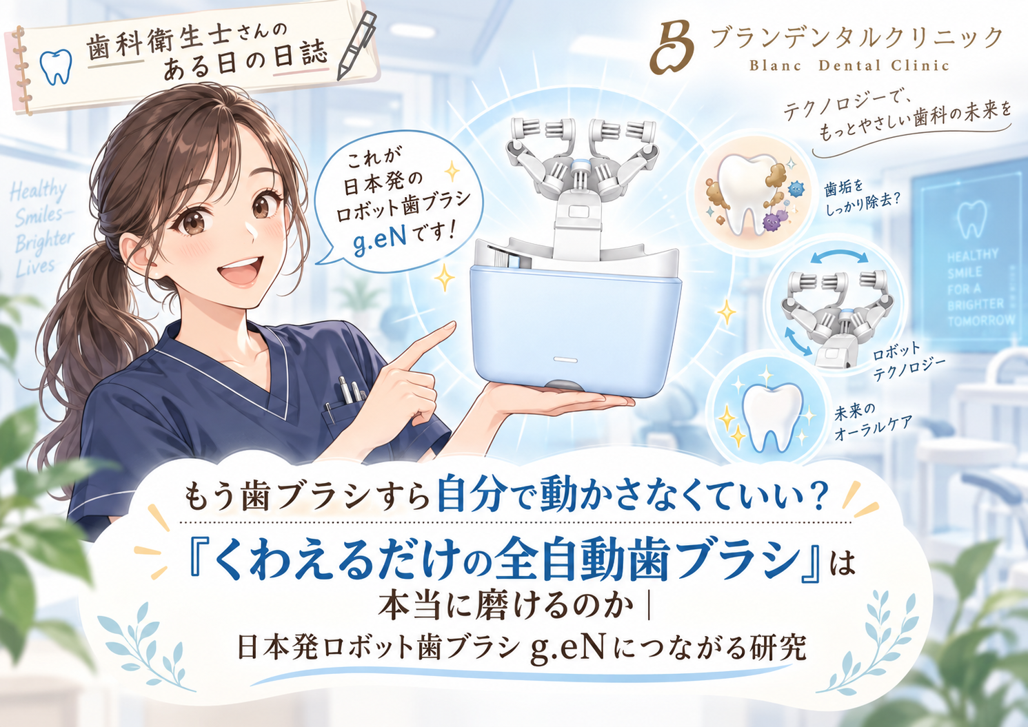もう歯ﾌﾞﾗｼすら自分で動かさなくていい？くわえるだけの全自動歯ﾌﾞﾗｼは本当に磨けるのか|日本発ﾛﾎﾞｯﾄ歯ﾌﾞﾗｼg.eNにつながる研究