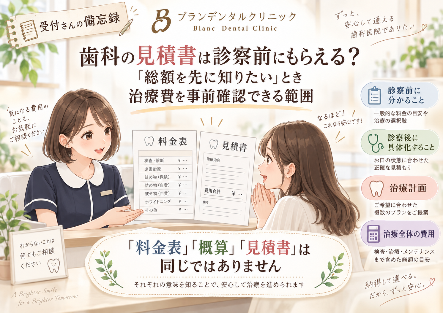 歯科の見積書は診察前にもらえる？「総額を先に知りたい」とき治療費を事前確認できる範囲