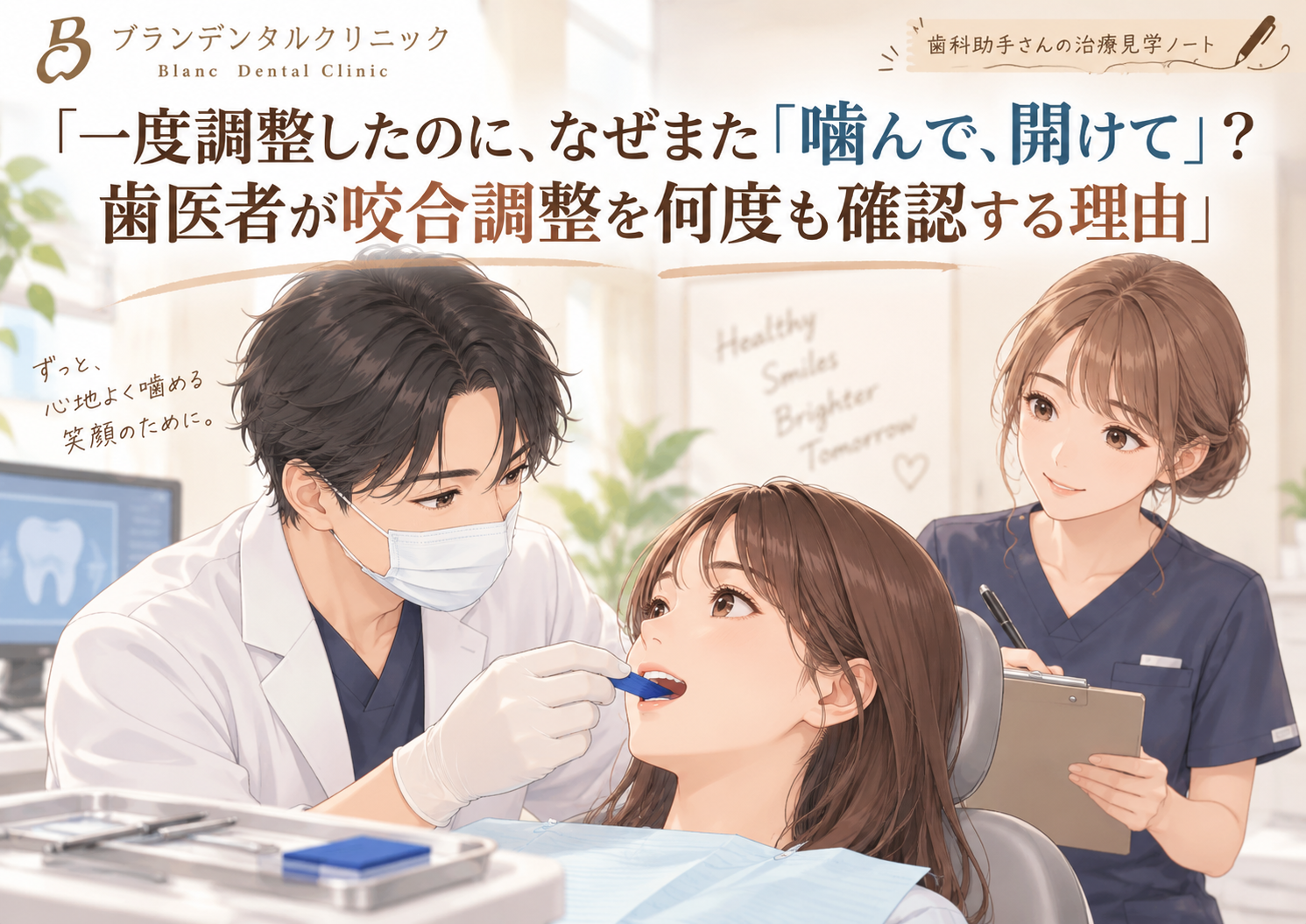 一度調整したのに、なぜまた「噛んで、開けて」？歯医者が咬合調整を何度も確認する理由