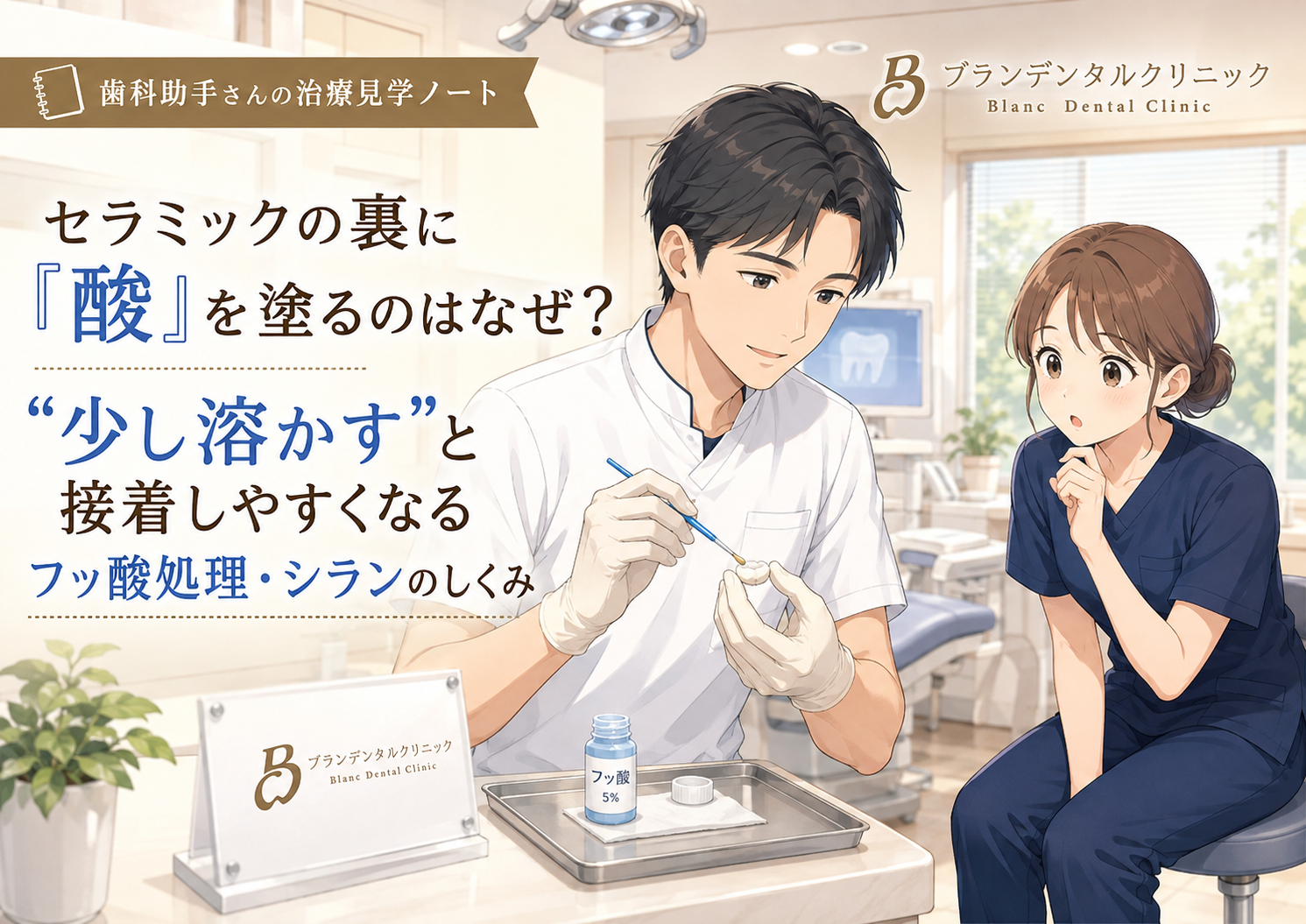 セラミックの裏に「酸」を塗るのはなぜ？“少し溶かす”と接着しやすくなるフッ酸処理・シランのしくみ