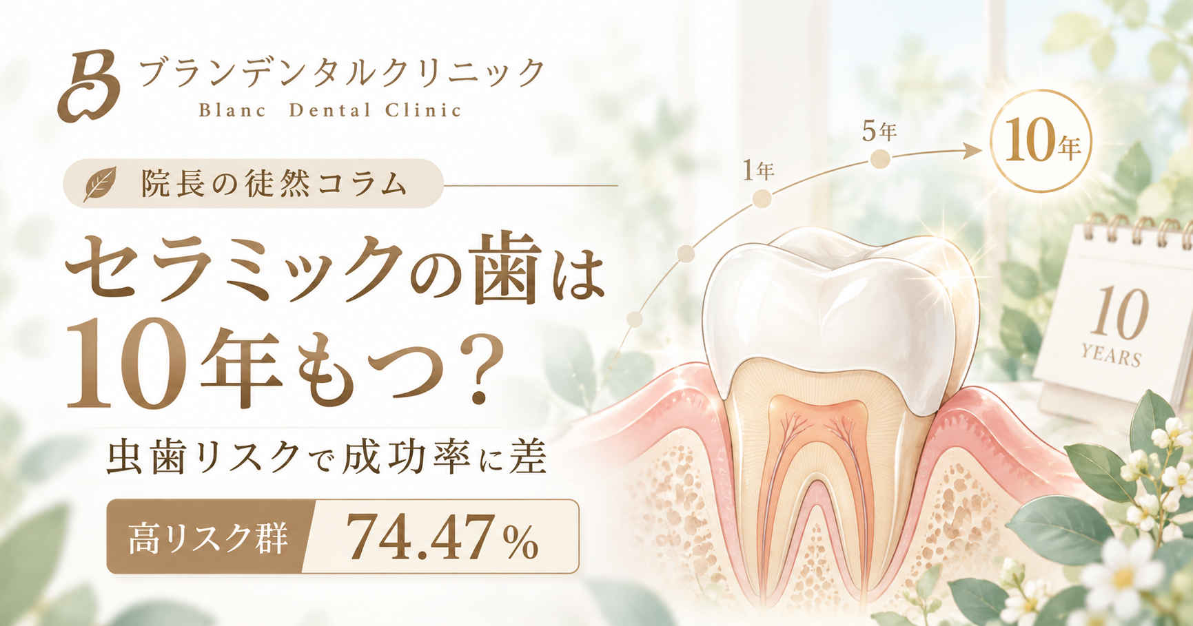 セラミックの歯は10年もつ？206本の追跡で見えた成功率85.92％と虫歯リスク