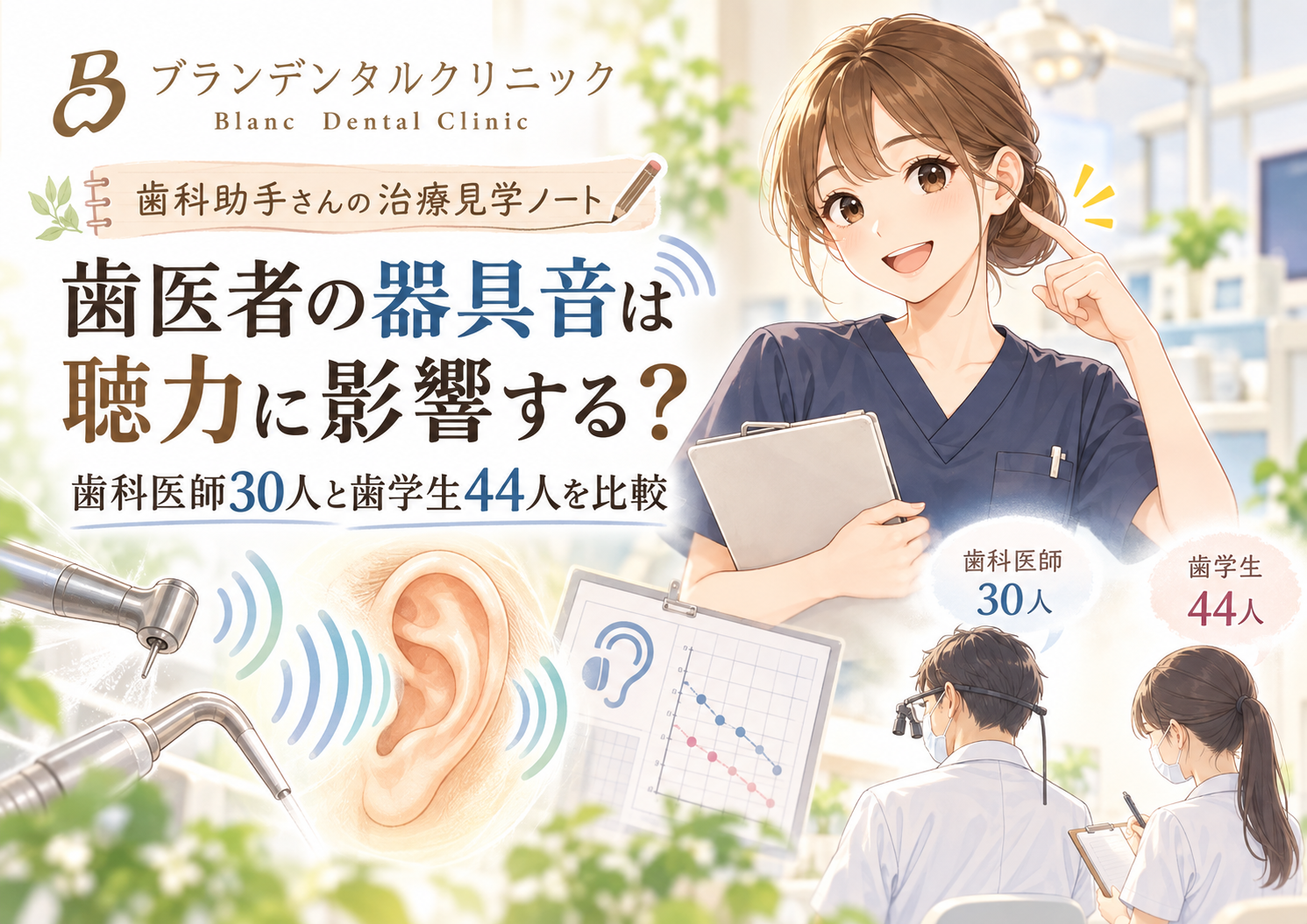 歯医者の器具音は聴力に影響する？歯科医師30人と歯学生44人を比較