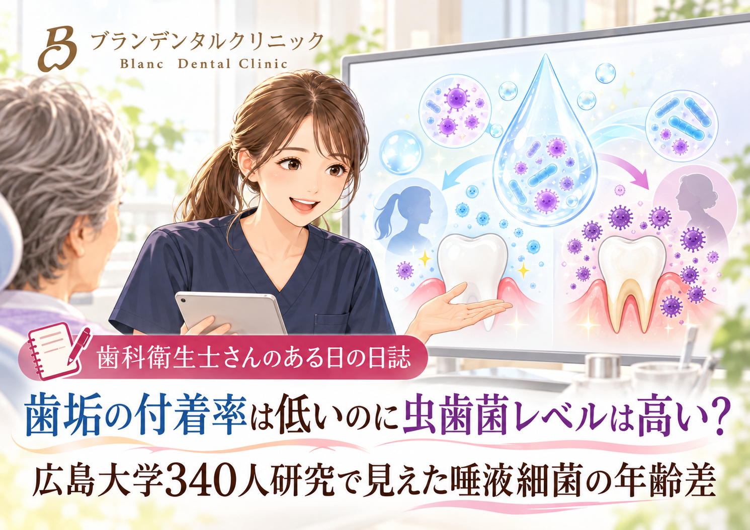 歯垢の付着率は低いのに虫歯菌レベルは高い？広島大学340人研究で見えた唾液細菌の年齢差
